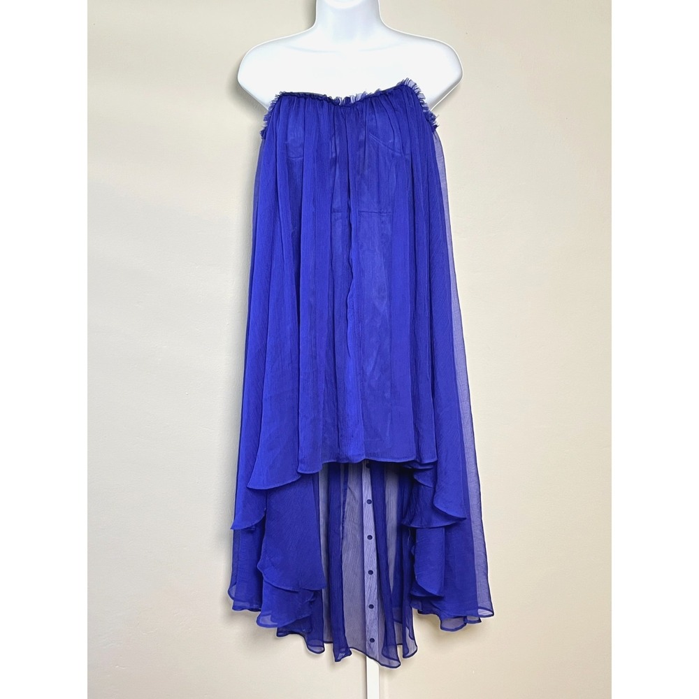 Blaque Label Royal Blue Dress Chiffon Aeriform Strapless High-Low Ethereal Party